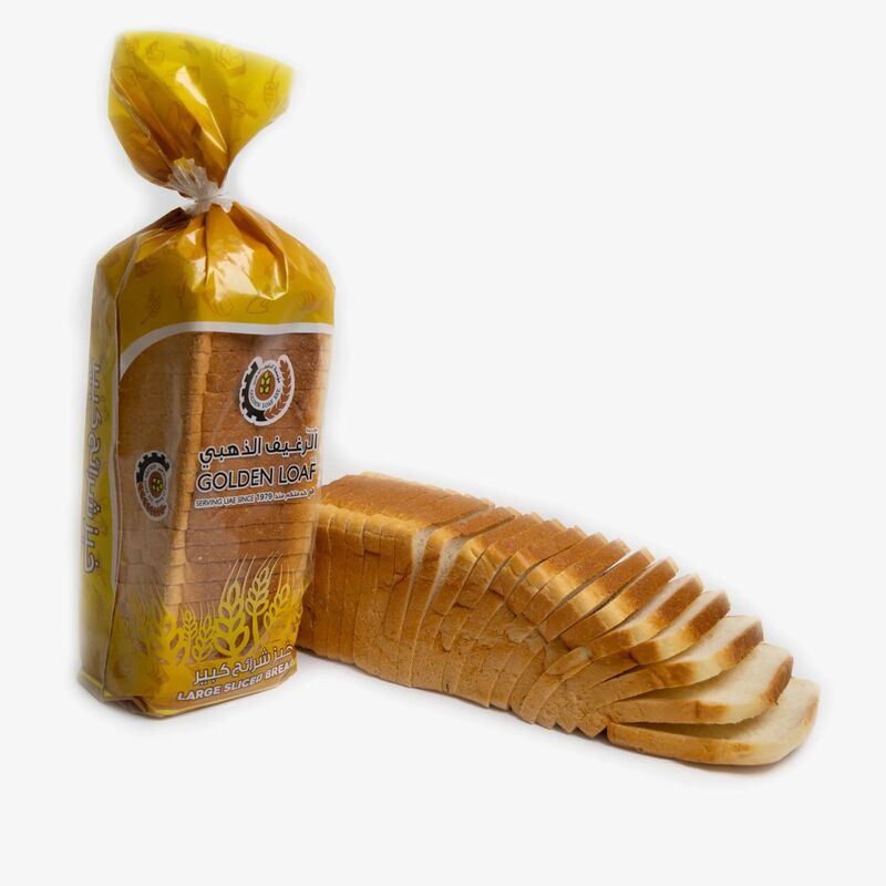 Sliced bread beside its printed bag